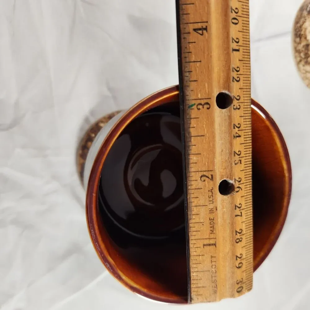 Set of 3 Studio Art Pottery Handmade Wine Goblet Glasses Brown Glazed